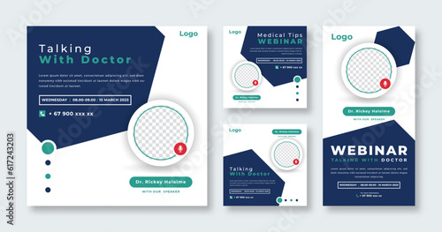 Medical Webinar Social Media Post for Online Marketing Promotion Banner, Story and Web Internet Ads Flyer