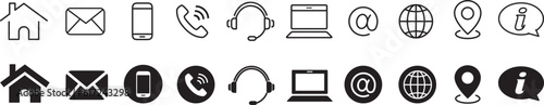 Contact us information icon collection
