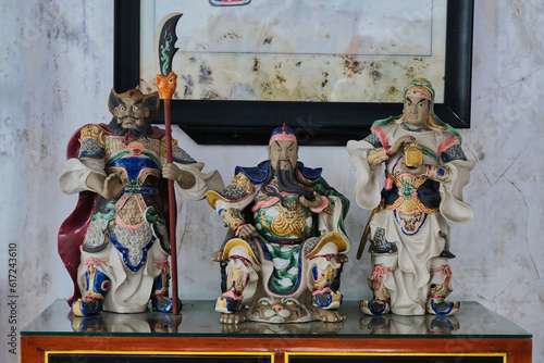Old antique ceramic Chinese soldiers displayed in Temanggung Chinese Museum, Central Java Indonesia 5 June 2023 photo