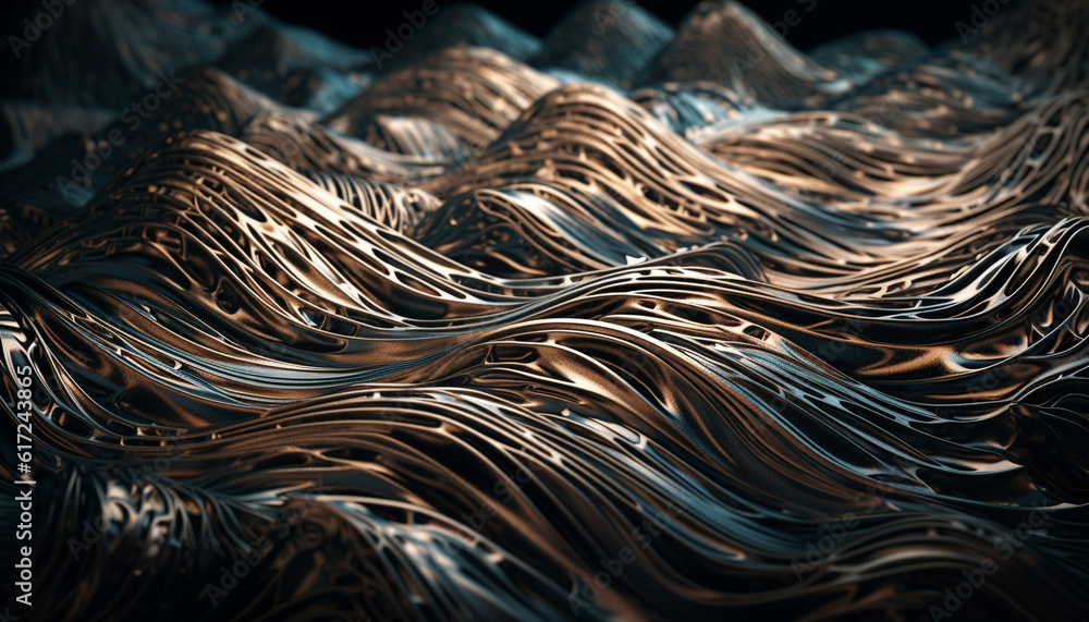 Liquid wave pattern creates futuristic decoration backdrop generated by AI