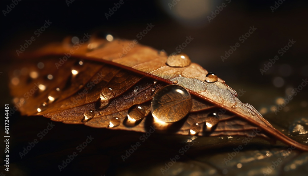 Freshness and beauty in nature wet drops generated by AI Freshness and beauty in nature wet drops generated by AI