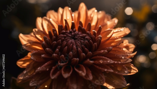 Vibrant chrysanthemum in formal garden  abstract beauty generated by AI