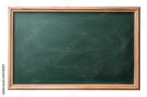 Blank green school chalkboard isolated on transparent background, Generative AI