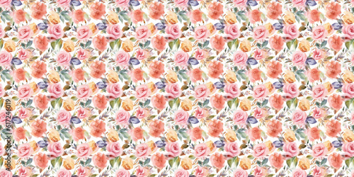 watercolor floral rose flower pattern background