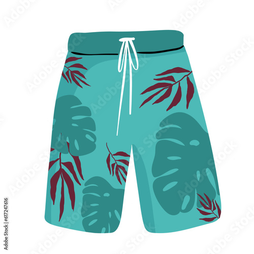 men's shorts illustration. Fashion flat sketch, vector,