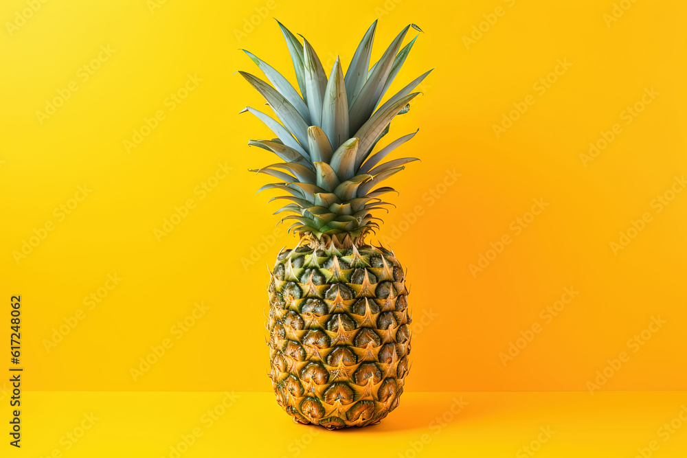 pineapple fruit on yellow background pineapple fruit on yellow background