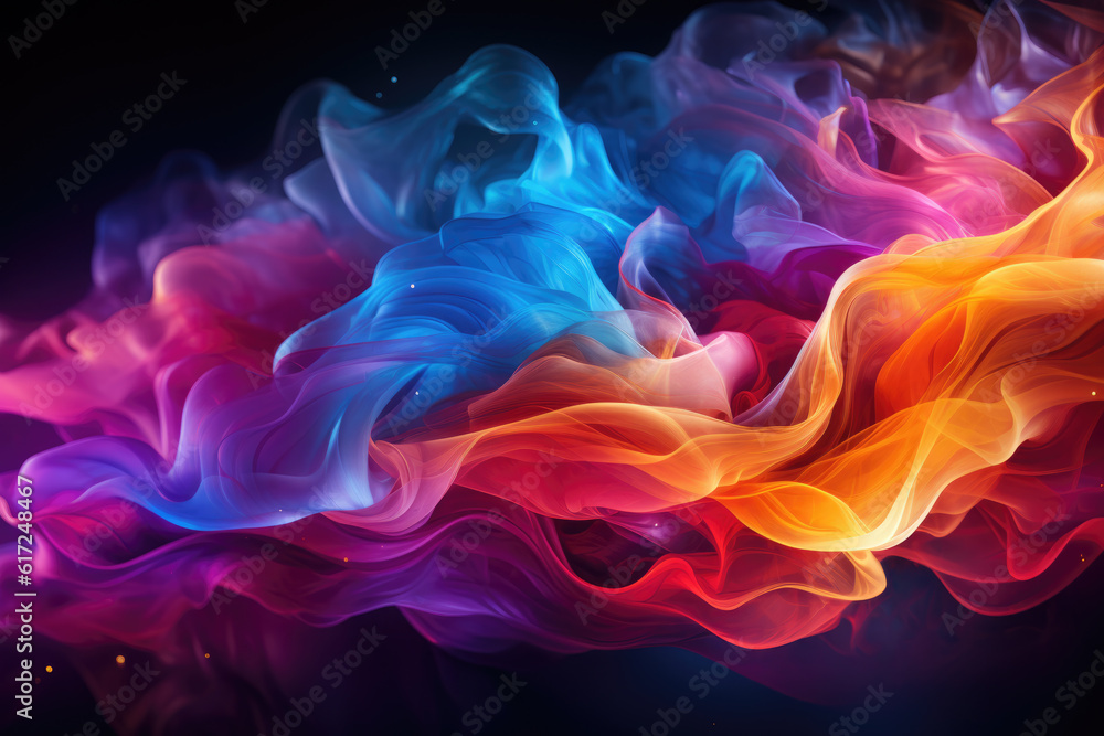 Fototapeta premium Generative AI - Rainbow Colored Smoke, Vibrant and Mesmerizing Wallpaper