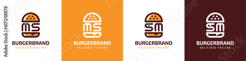 Letter MS and SM Burger Logo, suitable for any business related to burger with MS or SM initials.