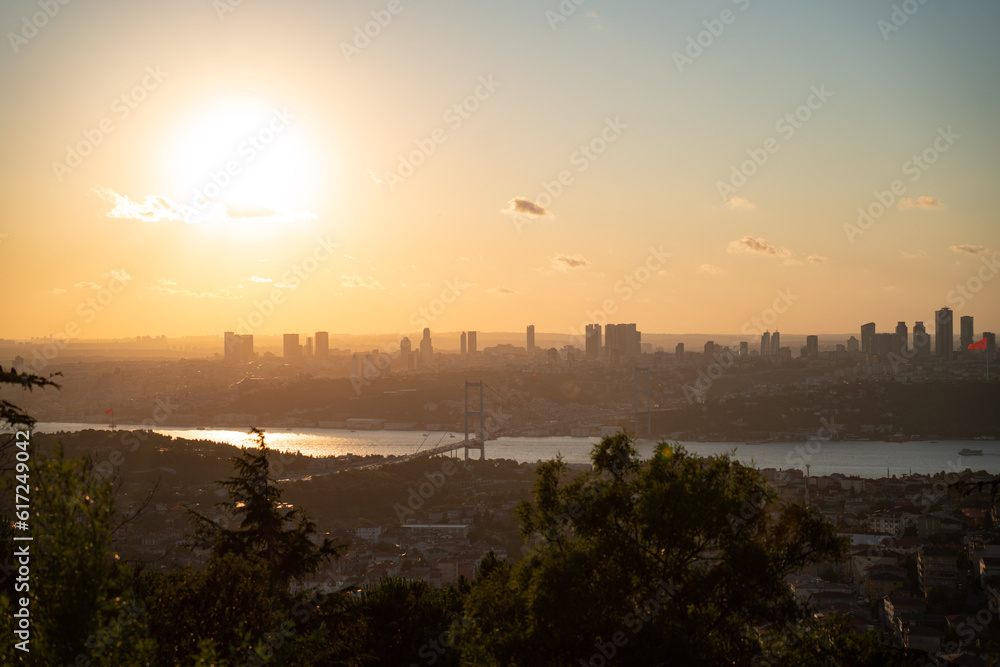 sunset over the city in istanbul