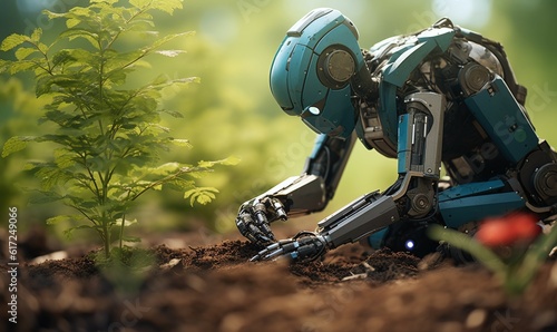 robot cyborg doing planting © Rax Qiu
