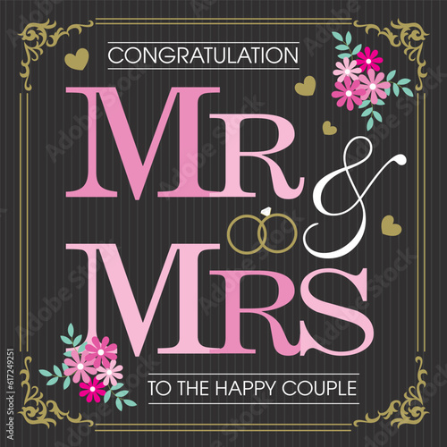 happy wedding with mr and mrs text