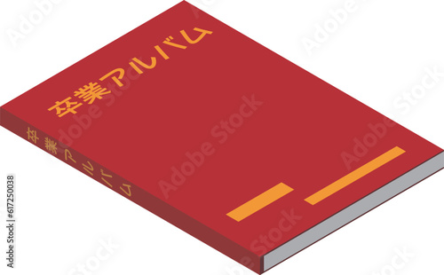 アイソメトリックな卒業アルバムのイラスト