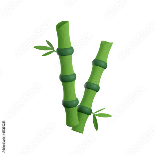 Tree   Plant 3D Bamboo. 3d realistic render gardening objects icon illustration