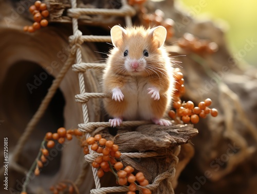 Active Hamster Climbing Ladder - AI Generated