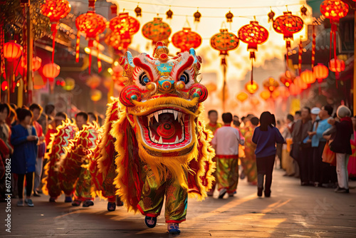 Chinese dragon as a character for the dragon dance at the Chinese New Year festival.