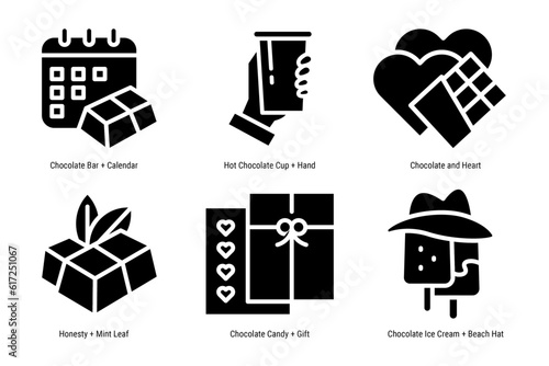 Chocolate icon set vector collection for World Chocolate Day