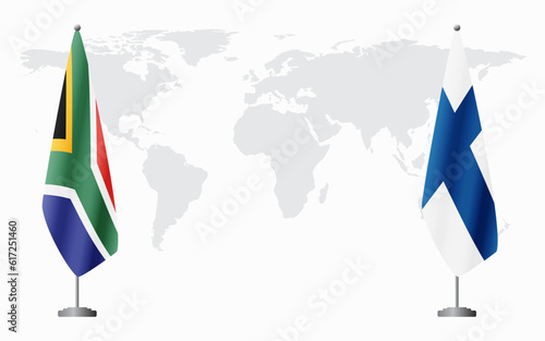 South Africa and Finland flags for official meeting