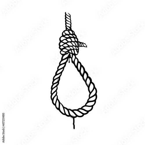  Urban style graffiti noose sprayed with leak and splashes. Vector hand drawn textured illustration on white background for banner, decoration, tatoo, street art, halloween eps 10