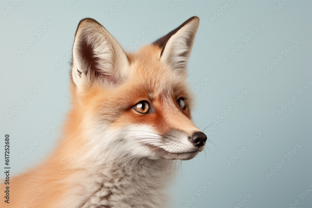 Obraz premium Portrait of fox on pastel background