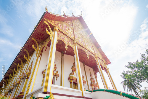 views of famous wat that luang tempke in vientiane. laos photo