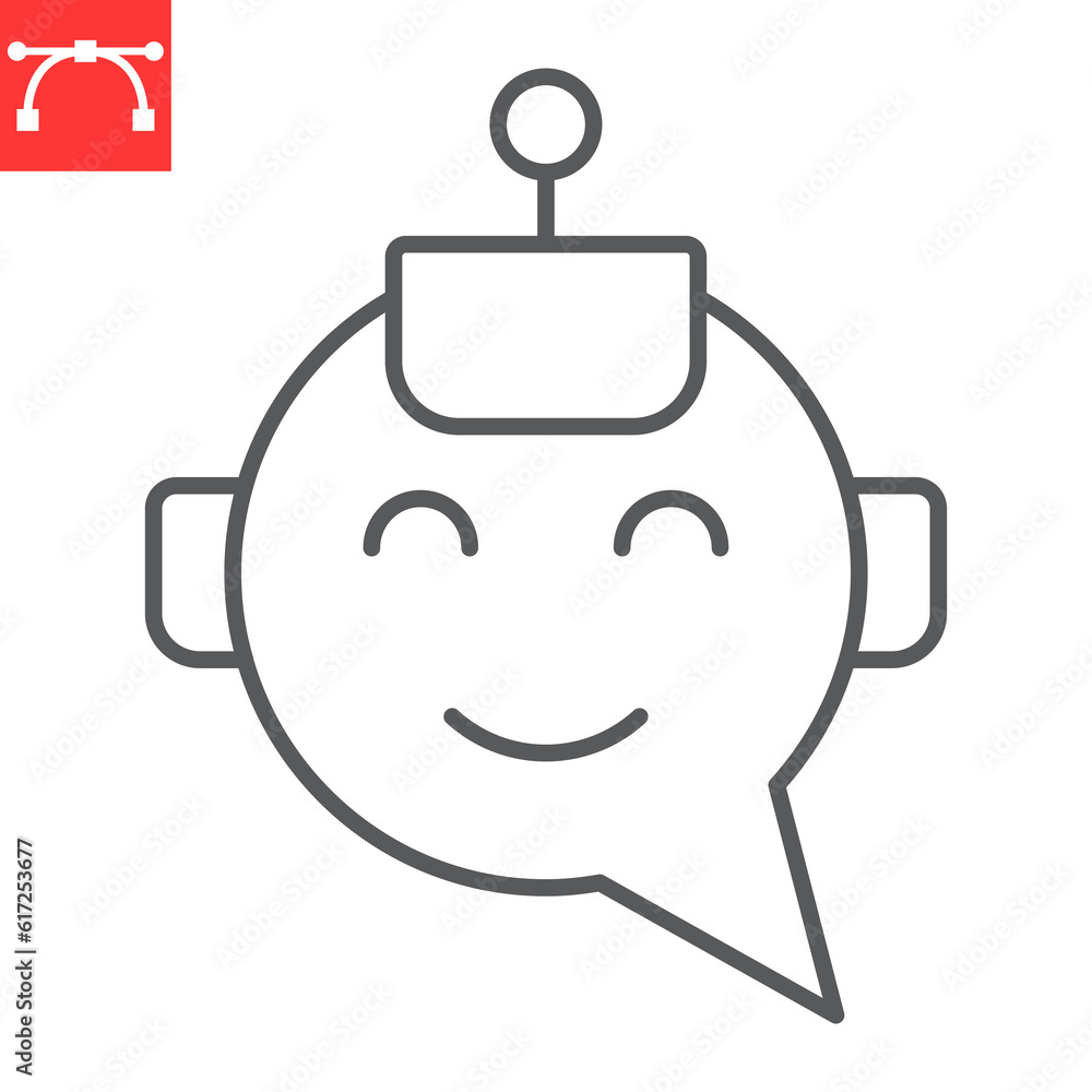 Obraz premium Chatbot line icon, technology and artificial intelligence, support assistant vector icon, vector graphics, editable stroke outline sign, eps 10.