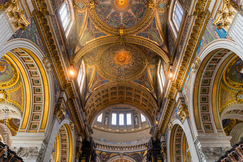 06.23.23. London  United kingdom. St Pauls cathedral is most popular touristic church in London city. Splendid interior spaces and amazing arts on the wall.