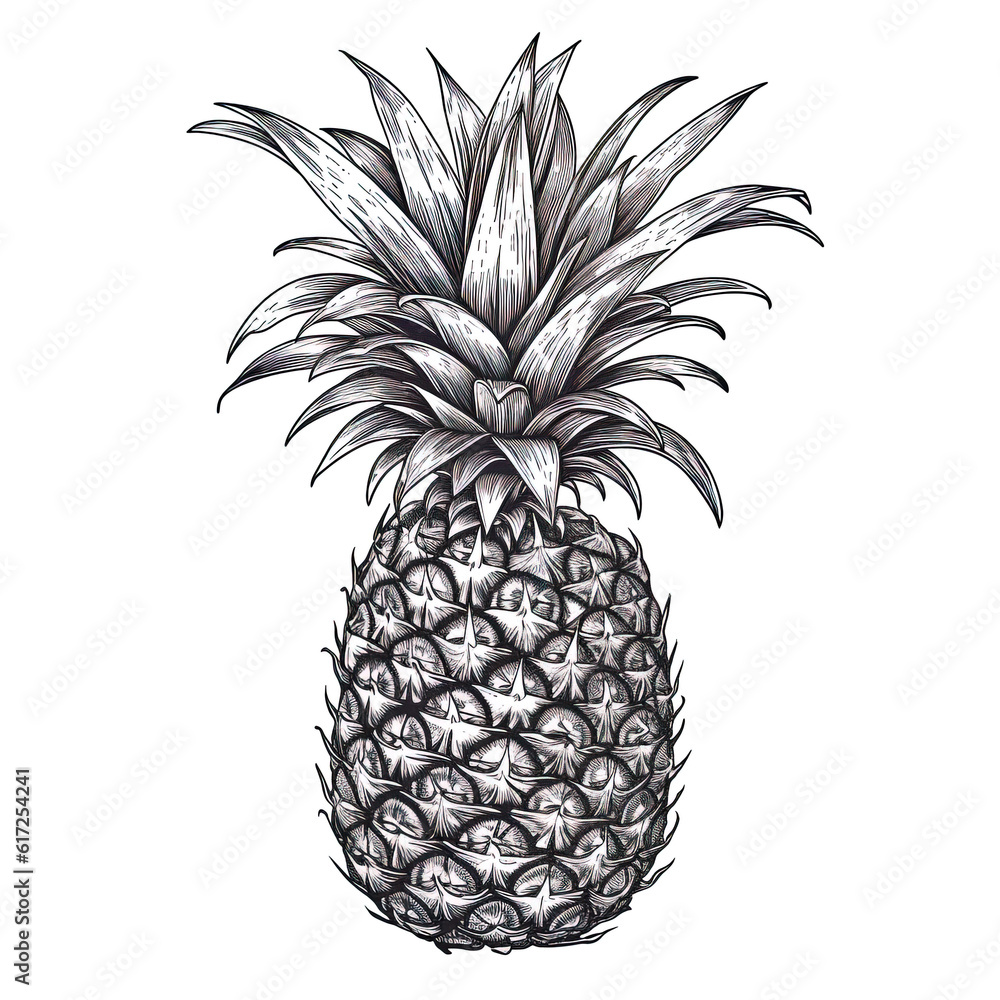 Fototapeta premium pineapple vector illustration engraving isolated on wh