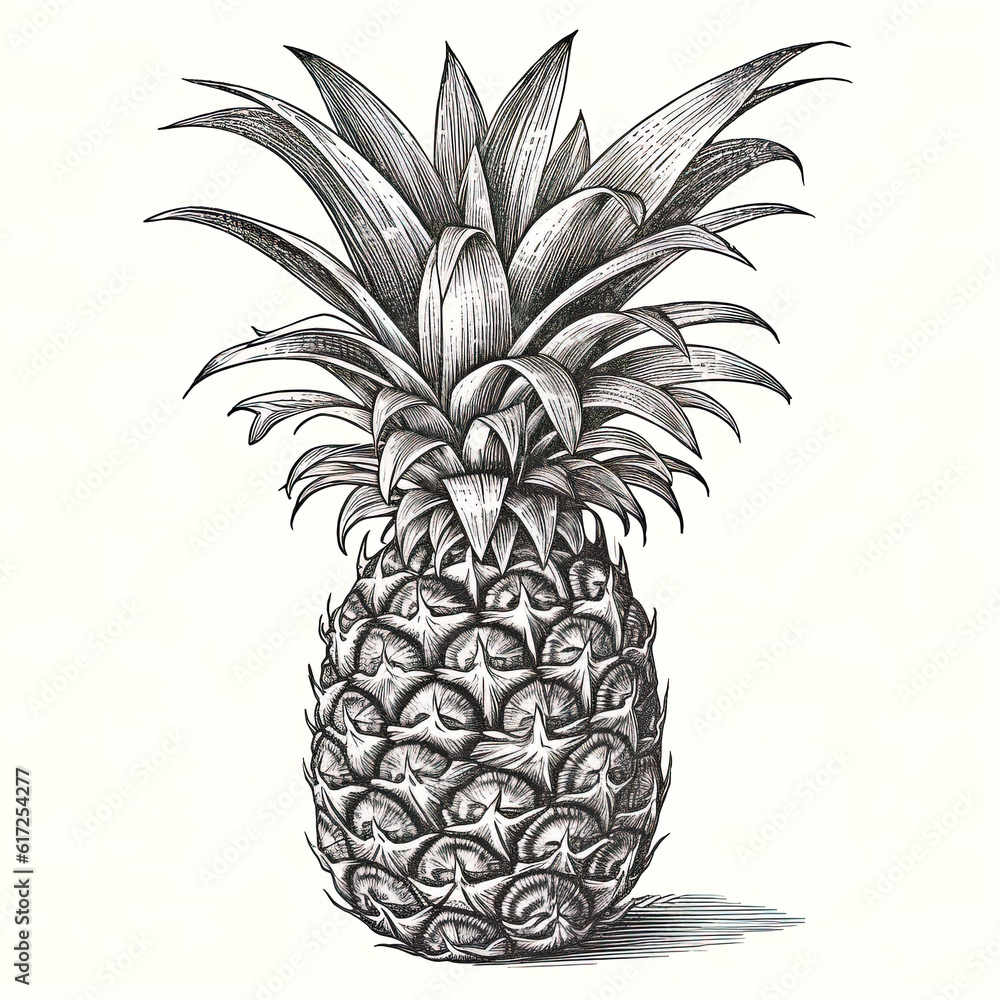 Obraz premium pineapple vector illustration engraving isolated on wh