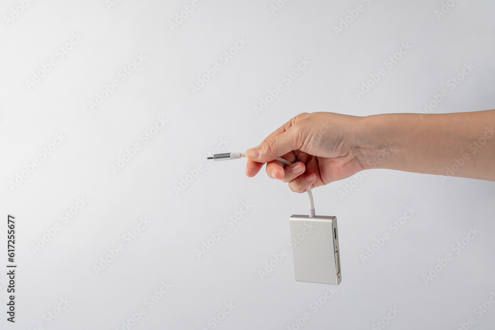 Hand and multi card reader isolated on white background Hand and multi card reader isolated on white background