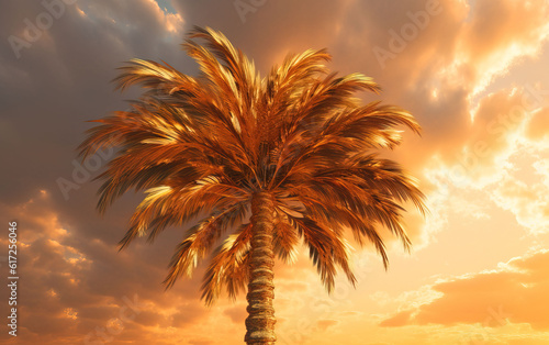 Photo golden tropical palm tree on a white background. 3d rendering © Maqsudxon