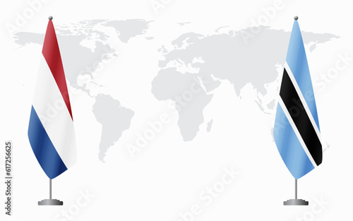 Netherlands and Botswana flags for official meeting