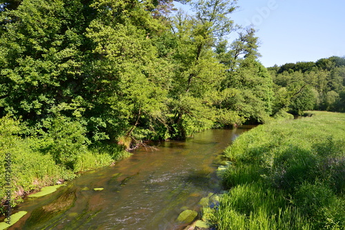 Landscape in Spring at the River Böhme in the Village Uetzingen, Lower Saxony