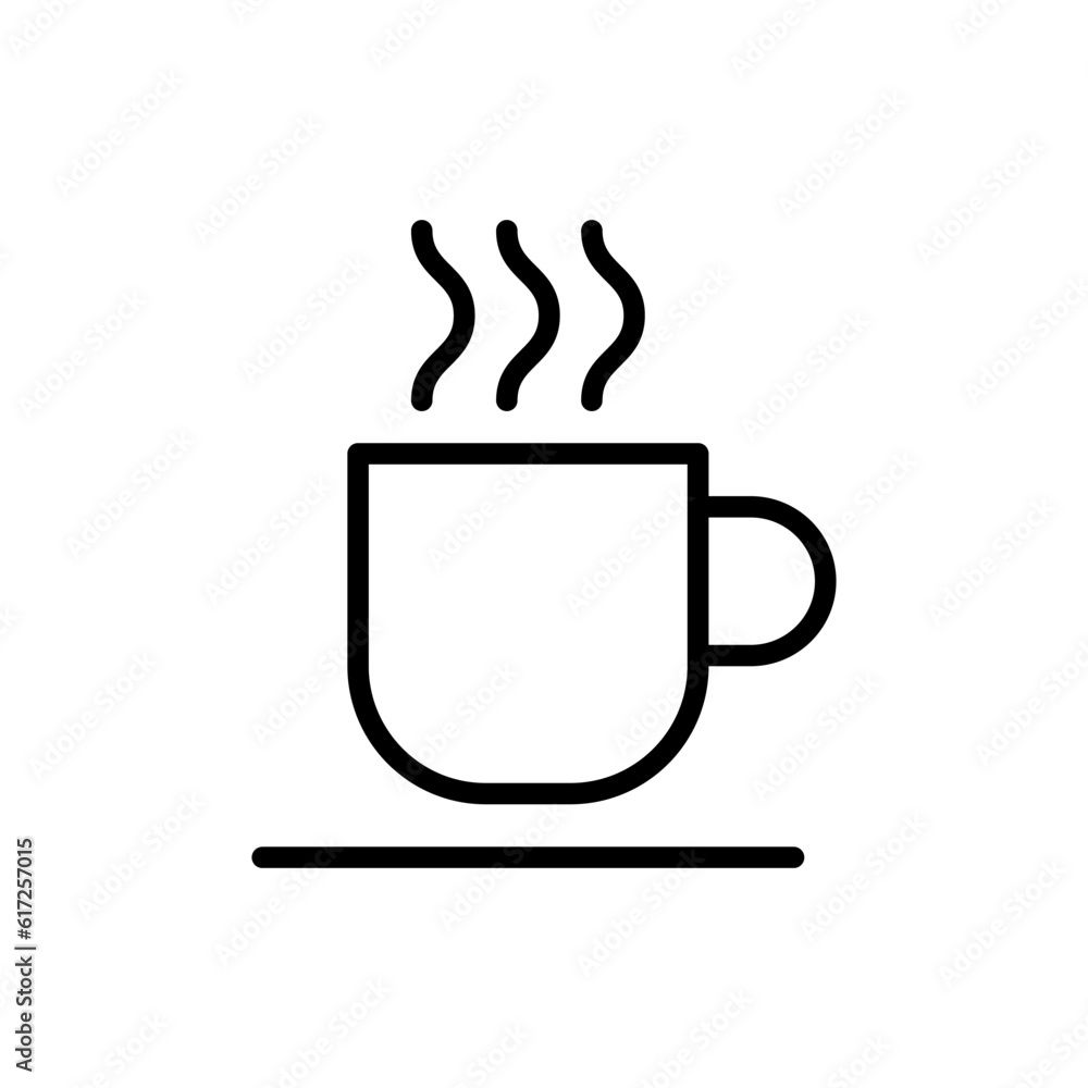 Cup of coffee or tea line icon. Coffee corner vector sign, editable stroke Cup of coffee or tea line icon. Coffee corner vector sign, editable stroke