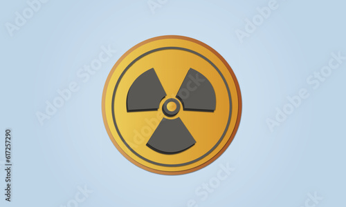 Yellow radioactive radiation symbol flat yellow vector icon