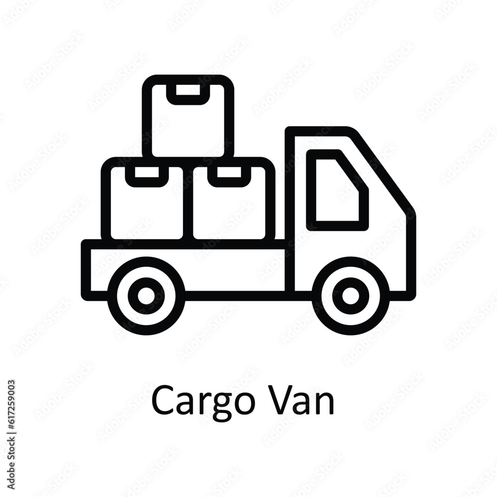 Cargo Van  Vector    outline Icon Design illustration. Shipping and delivery Symbol on White background EPS 10 File