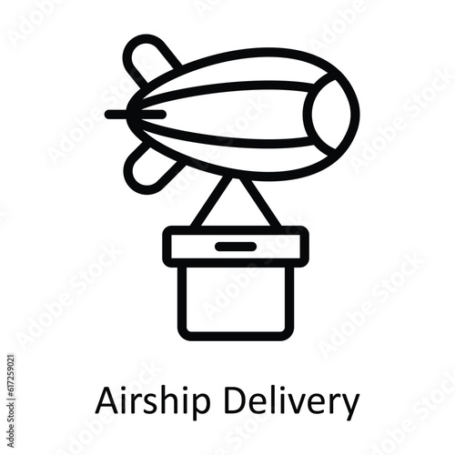 Airship Delivery Vector outline Icon Design illustration. Shipping and delivery Symbol on White background EPS 10 File
