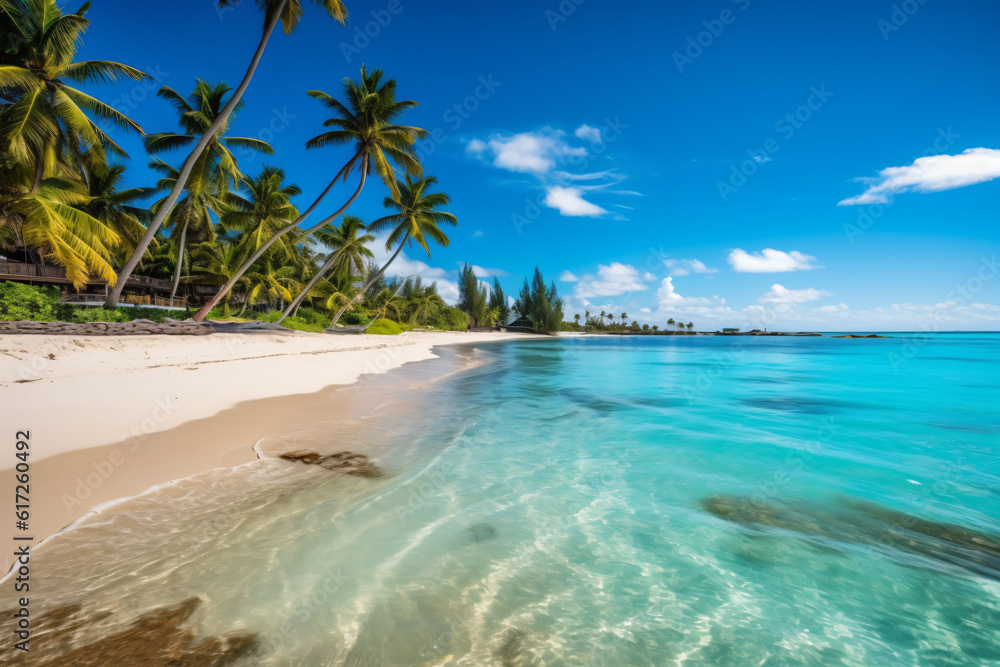 Beautiful outdoor tropical beach and sea in paradise island photography