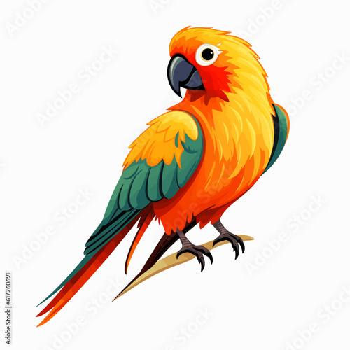 Colorful Charmer: Sun Conure in Vector Cartoon Style