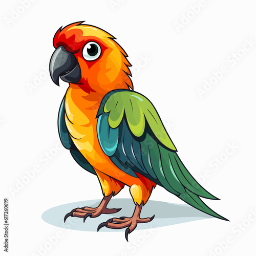 Colorful Charmer: Sun Conure in Vector Cartoon Style