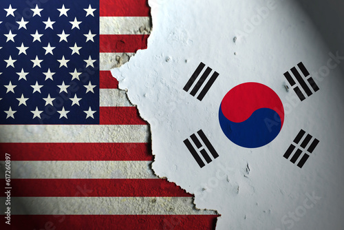 Relations between America and South Korea. America vs South Korea. photo