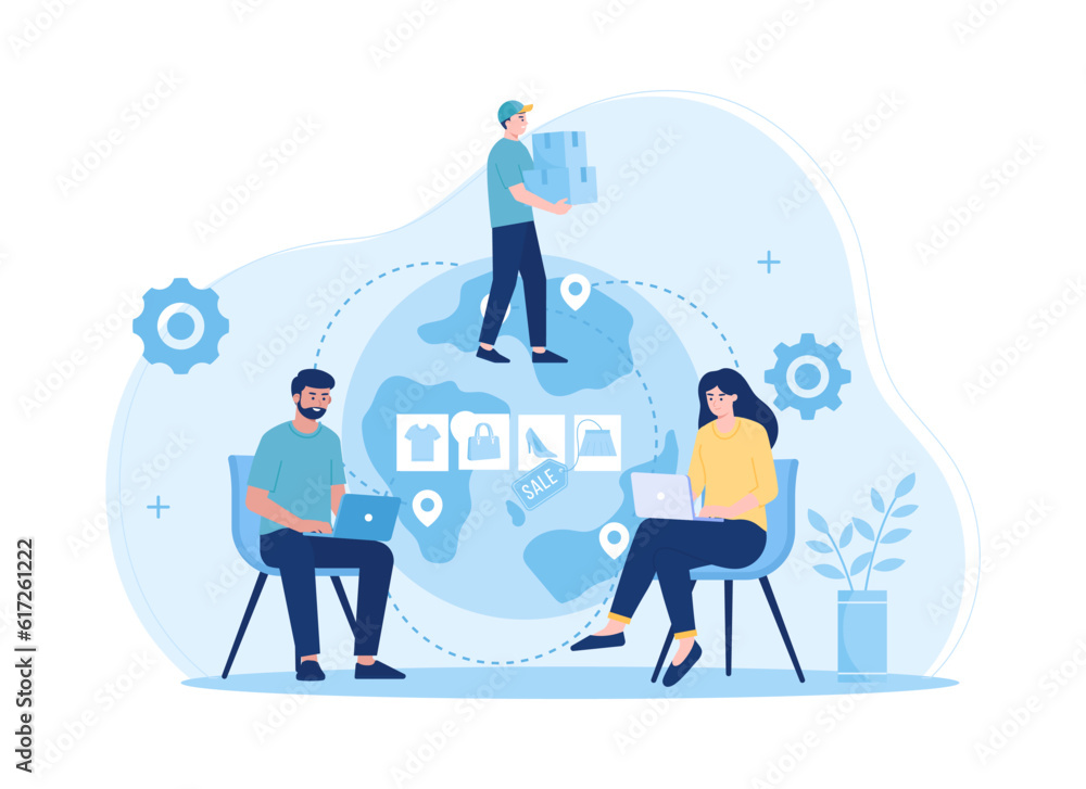 Fototapeta premium Online shopping delivery concept, trending flat illustration