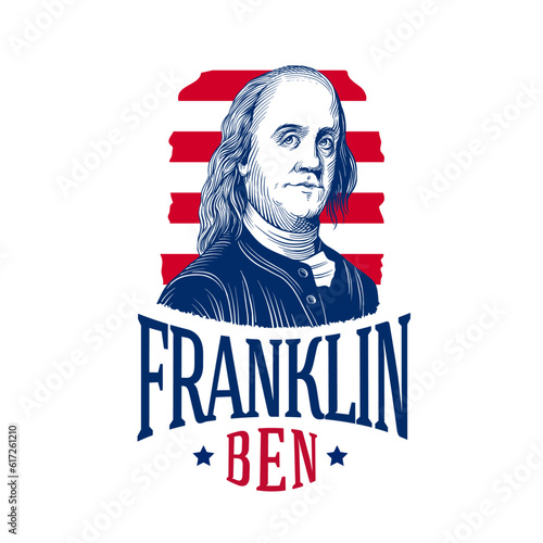 Benjamin Franklin Patriotic Illustration