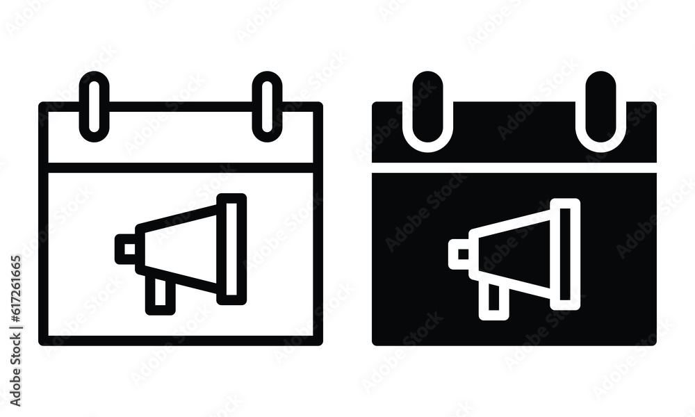 Promotion schedule icon with outline and glyph style. Promotion schedule icon with outline and glyph style.