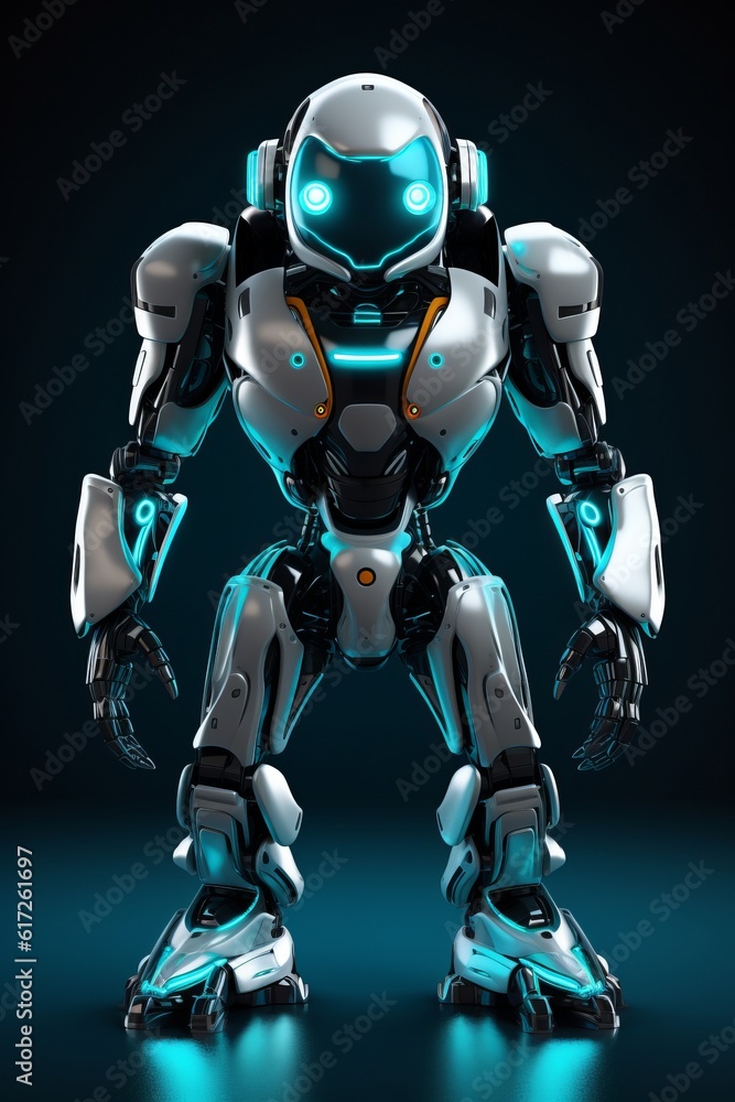 Futuristic robot with sleek metallic surfaces and glowing. 