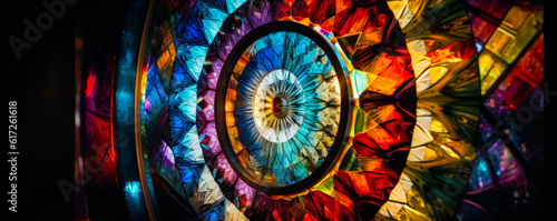 Captivating kaleidoscope close-up unveils a mesmerizing array of colors and patterns, evoking mystical optical experiences that stir emotions. Generative AI