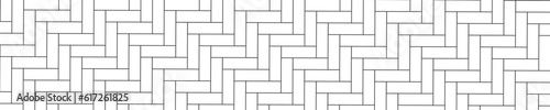 Herringbone tile pattern. Stone or ceramic brick wall background. Fishbone parquet texture. Kitchen backsplash or bathroom floor mosaic surface. Sidewalk layout. Vector outline illustration