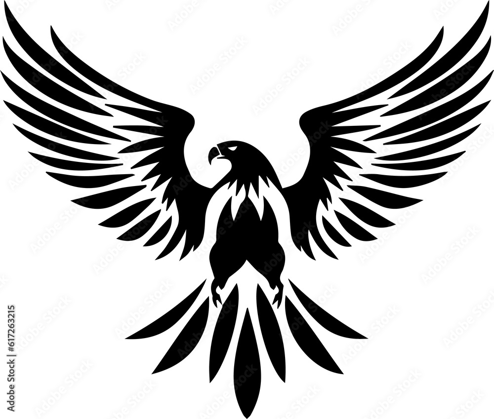 Fototapeta premium Eagle, hawk, falcon emblem with spread wings, heraldic symbol, bird, predator, wild animal, design,