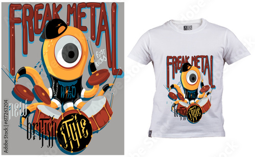 Freak  metal t shirt design concept with graffiti