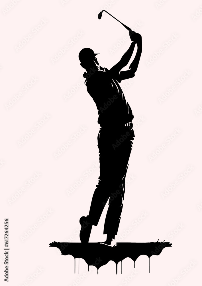 Obraz premium people playing golf in various poses isolated vector silhouette on white background