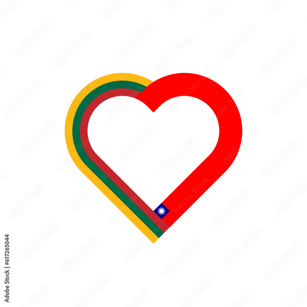unity concept. heart ribbon icon of lithuania and taiwan flags. vector illustration isolated on white background unity concept. heart ribbon icon of lithuania and taiwan flags. vector illustration isolated on white background